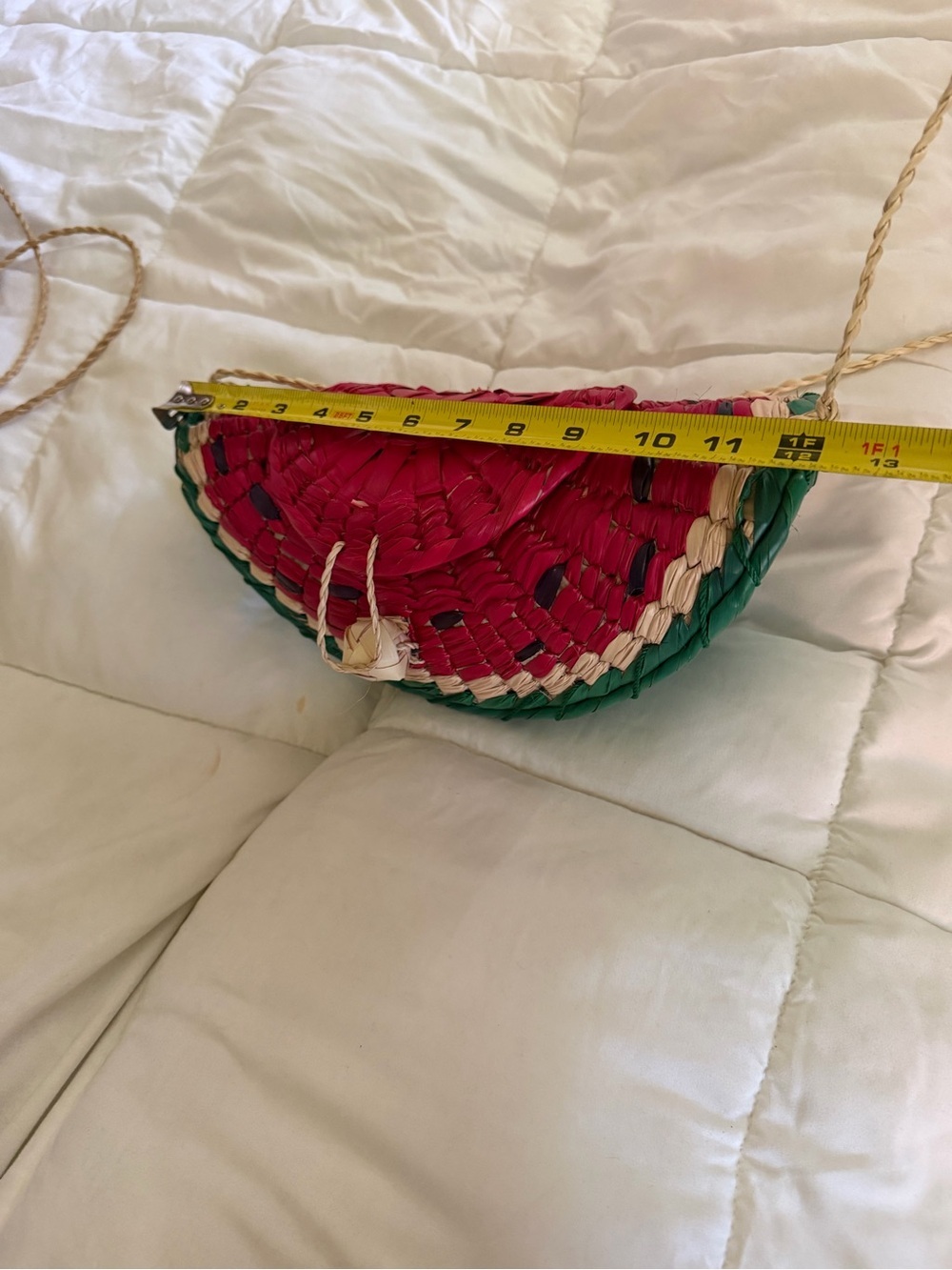 Straw Watermelon Crossbody Bag - Pink & Green - Picture 4 of 7